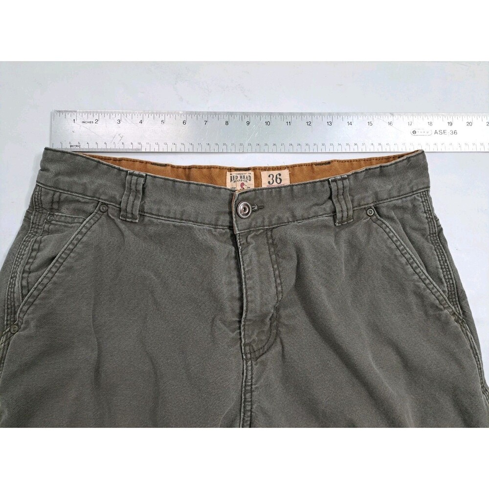 Red Head Men's 36x30 Flannel Lined Carpenter Cargo Pants Utility Canvas Work - Picture 8 of 9